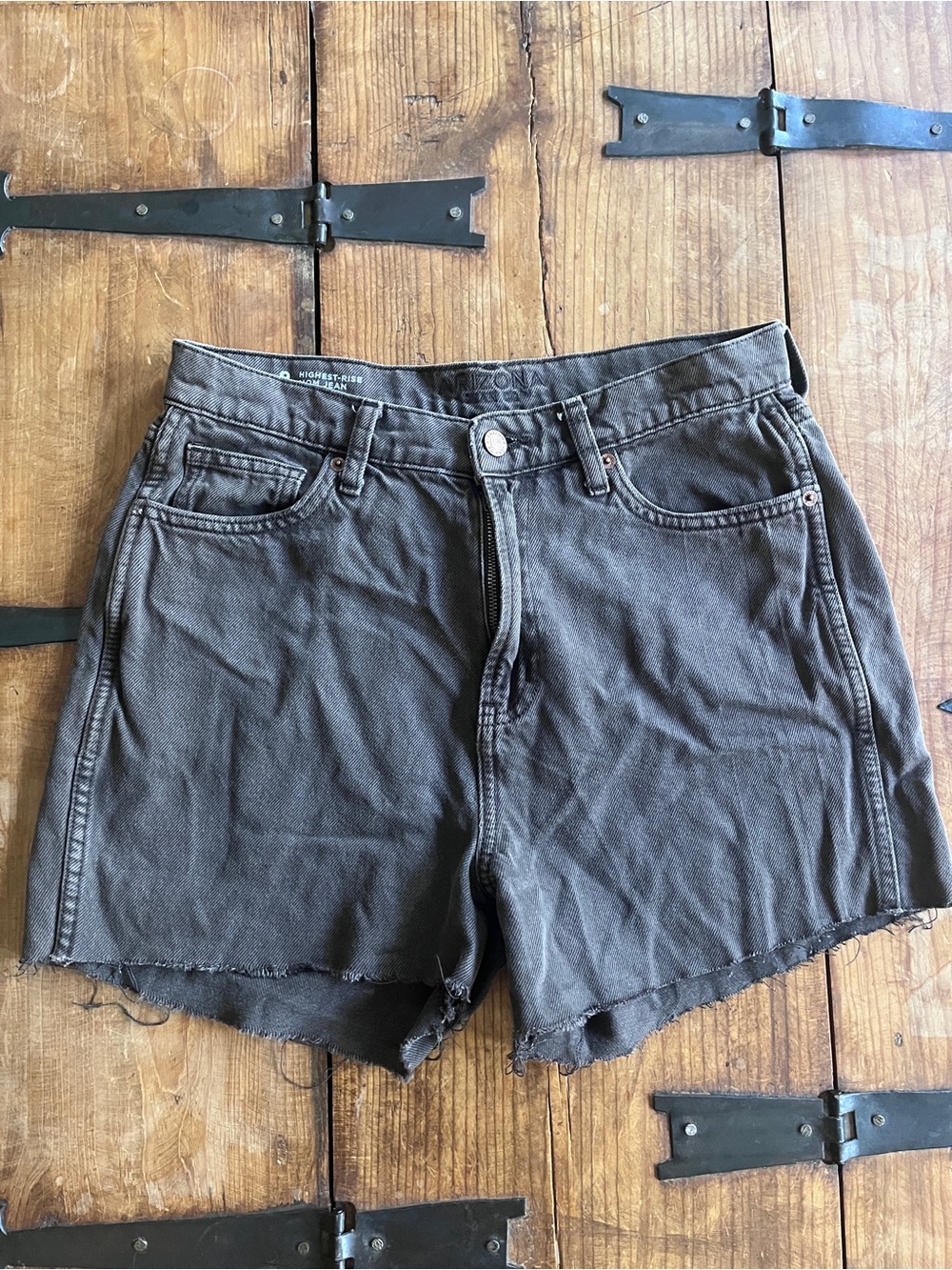 Arizona Jean Company Gray High Waist Raw Hem Denim Shorts